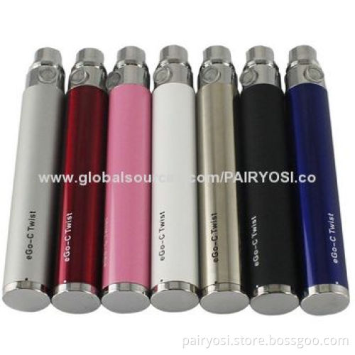 eGo-C twist battery, 3.2V - 4.8V variable voltages with short circuit protection, one year warranty